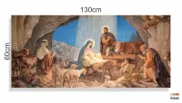 Quadro Decorativo Sala Quarto Escritório Jesus Presépio em Tecido Canvas 130x60 - Foto 3