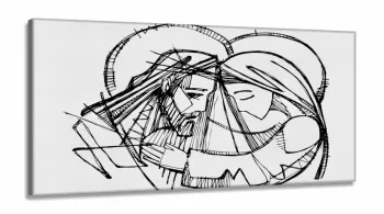 Quadro Decorativo Sala Quarto Escritório Jesus Traços em Tecido Canvas 130x60