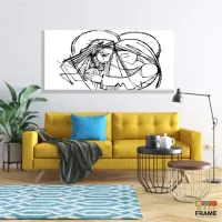 Quadro Decorativo Sala Quarto Escritório Jesus Traços em Tecido Canvas 130x60 - Foto 7