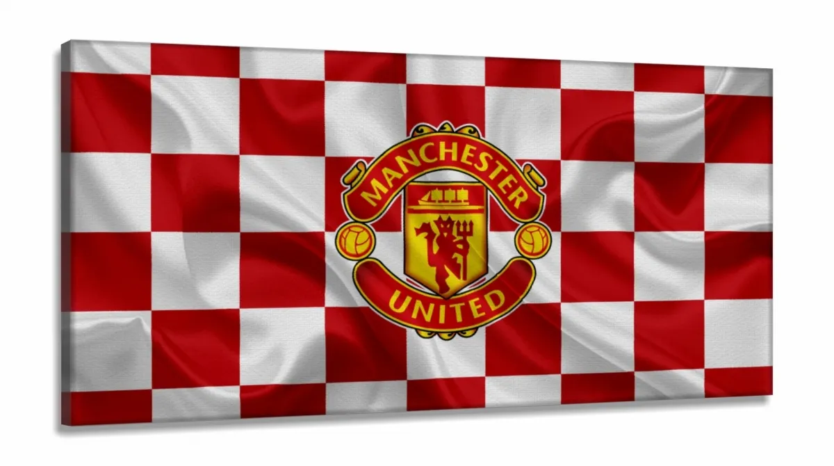 Quadro Decorativo Sala Quarto Escritório Manchester United em Tecido Canvas 130x60 Imagem
