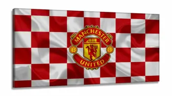 Quadro Decorativo Sala Quarto Escritório Manchester United em Tecido Canvas 130x60