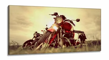 Quadro Decorativo Sala Quarto Escritório Motos em Tecido Canvas 130x60
