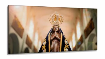 Quadro Decorativo Sala Quarto Escritório Nossa Senhora de Aparecida em Tecido Canvas 130x60