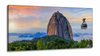 Quadro Decorativo Sala Quarto Escritório Teleférico Pão de açucar em Tecido Canvas 130x60