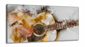 Quadro Decorativo Sala Quarto Violão em Tecido Canvas 130x60