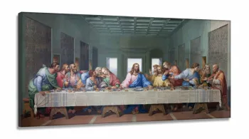Quadro Decorativo Santa Ceia Jesus Sala Quarto em Tecido Canvas 130x60