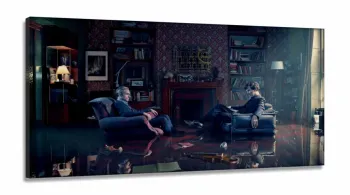 Quadro Decorativo Sherlock Holmes Mosaico em Tecido Canvas 130x60
