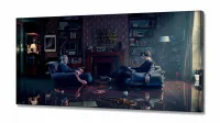 Quadro Decorativo Sherlock Holmes Mosaico em Tecido Canvas 130x60 - Foto 2