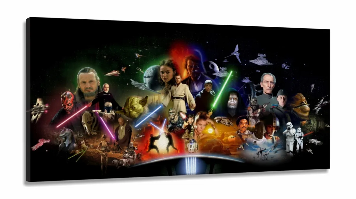 Quadro Decorativo Star Wars E em Tecido Canvas 130x60 Imagem