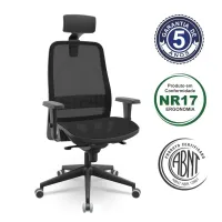  Cadeira Multiregulável NR17 Titan Assento e Encosto Telado Mecanismo Sincronizado Base Piramidal Braços Regulaveis 3d e Apoio de Cabeça