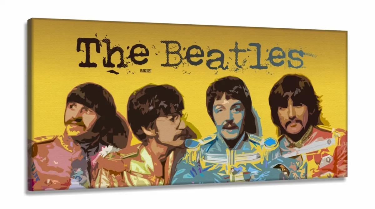 Quadro Decorativo The Betlles Musica em Tecido Canvas 130x60 Imagem