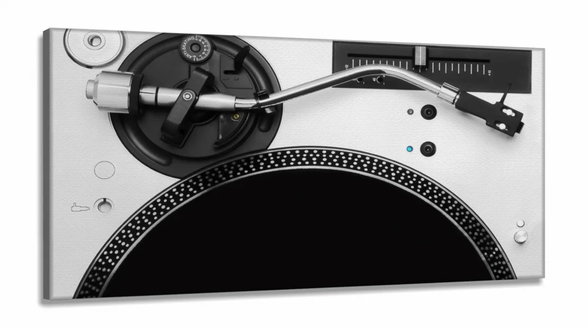 Quadro Decorativo Toca Disco em Tecido Canvas 130x60 Imagem