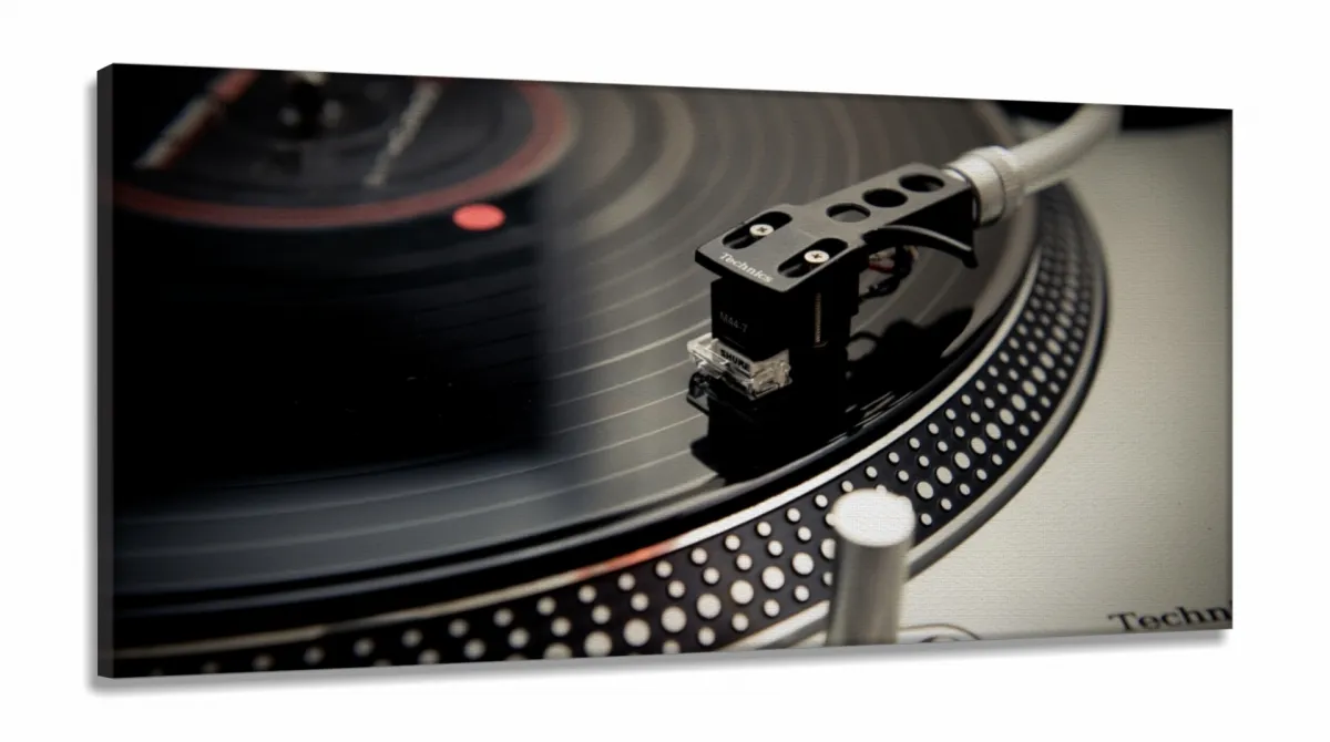 Quadro Decorativo Toca Discos em Tecido Canvas 130x60 Imagem