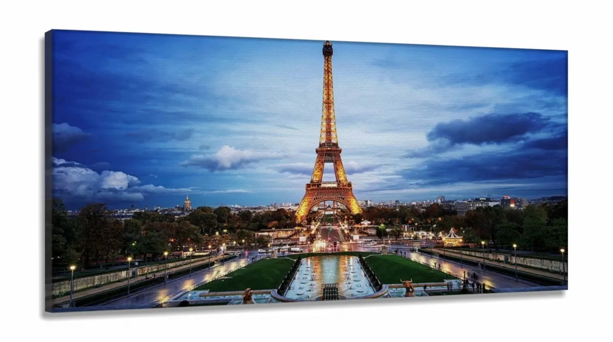 Quadro Decorativo Torre Eiffel Paris em Tecido Canvas 130x60 Sala Quarto m01 Imagem