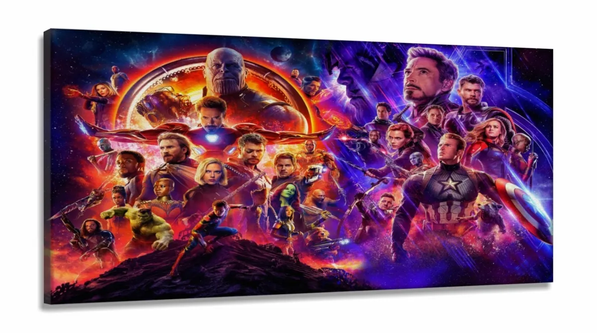 Quadro Decorativo Vingadores Ultimato em Tecido Canvas 130x60 Imagem