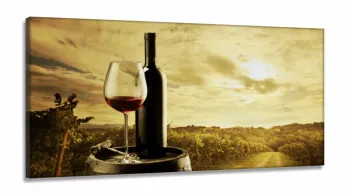 Quadro Decorativo Vinho Pôr Do Sol em Tecido Canvas 130x60