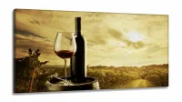 Quadro Decorativo Vinho Pôr Do Sol em Tecido Canvas 130x60
