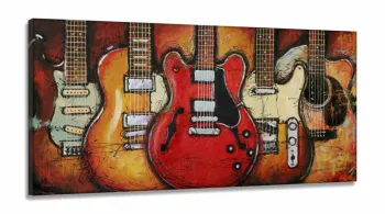 Quadro Decorativo Violão em Tecido Canvas 130x60