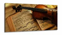 Quadro Decorativo Violino Sala Mosaicoem Tecido Canvas 130x60