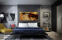 Quadro Decorativo Violino Sala Mosaicoem Tecido Canvas 130x60 - Foto 4