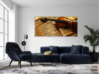 Quadro Decorativo Violino Sala Mosaicoem Tecido Canvas 130x60 - Foto 5