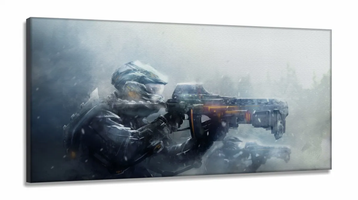 Quadro Decorativos Jogo Gun Gaming em Tecido Canvas 130x60