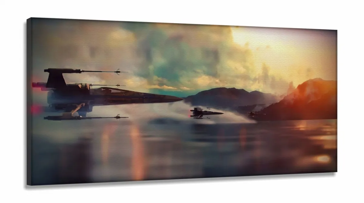 Quadro Decorativos Jogos Star Wars em Tecido Canvas 130x60 Imagem