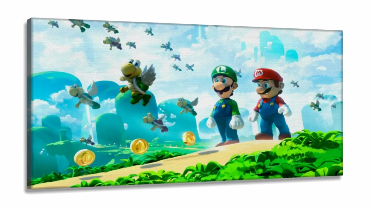 Quadro Decorativos Mario com em Tecido Canvas 130x60 Imagem