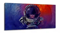 Quadro Decorativos Menina Astronalta em Tecido Canvas 130x60