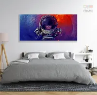 Quadro Decorativos Menina Astronalta em Tecido Canvas 130x60 - Foto 6