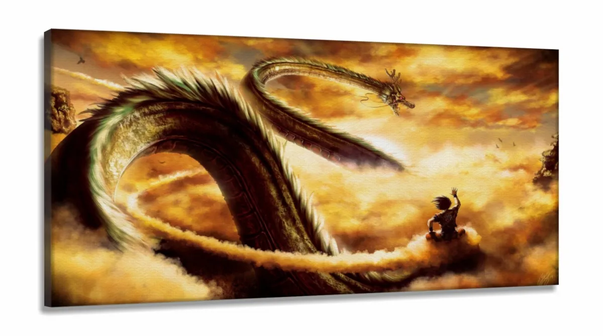 Quadro Dragon Ball Z Goku Super Sayajin em Mosaico em Tecido Canvas 130x60 Imagem