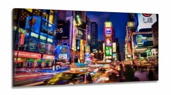 Quadro Em Tecido Decorativo New York City Times Square Luzes em Tecido Canvas 130x60