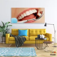 Quadro Em Tecido Odontologia Decorativo Sorriso Espelho em Tecido Canvas 130x60 - Foto 7