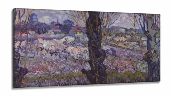 Quadro Em Tecido Van Gogh Vista Em Arles Pomar Em Flor em Tecido Canvas 130x60