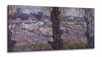Quadro Em Tecido Van Gogh Vista Em Arles Pomar Em Flor em Tecido Canvas 130x60