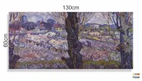 Quadro Em Tecido Van Gogh Vista Em Arles Pomar Em Flor em Tecido Canvas 130x60 - Foto 3