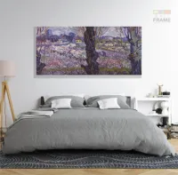 Quadro Em Tecido Van Gogh Vista Em Arles Pomar Em Flor em Tecido Canvas 130x60 - Foto 6