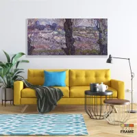 Quadro Em Tecido Van Gogh Vista Em Arles Pomar Em Flor em Tecido Canvas 130x60 - Foto 7