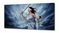Quadro Escritório Advocacia Deusa Justiça Azul em Tecido Canvas 130x60 - Foto 2
