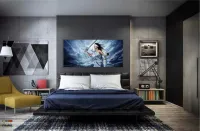 Quadro Escritório Advocacia Deusa Justiça Azul em Tecido Canvas 130x60 - Foto 4