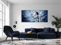 Quadro Escritório Advocacia Deusa Justiça Azul em Tecido Canvas 130x60 - Foto 5