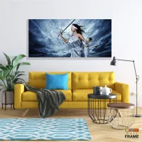 Quadro Escritório Advocacia Deusa Justiça Azul em Tecido Canvas 130x60 - Foto 7