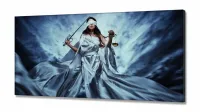 Quadro Escritório Advocacia Deusa Justiça Azul em Tecido Canvas 130x60 m01 - Foto 2