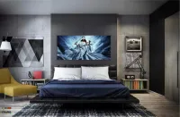 Quadro Escritório Advocacia Deusa Justiça Azul em Tecido Canvas 130x60 m01 - Foto 4