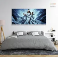 Quadro Escritório Advocacia Deusa Justiça Azul em Tecido Canvas 130x60 m01 - Foto 6