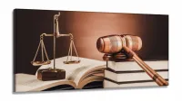 Quadro Escritório Advocacia Direito Malhete Arte em Tecido Canvas 130x60