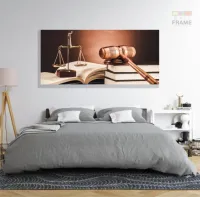 Quadro Escritório Advocacia Direito Malhete Arte em Tecido Canvas 130x60 - Foto 6