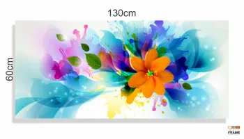 Quadro Flor Abstrata Sala Quarto Hall em Tecido Canvas 130x60
