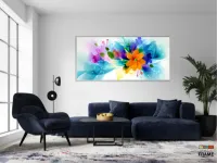 Quadro Flor Abstrata Sala Quarto Hall em Tecido Canvas 130x60 - Foto 4