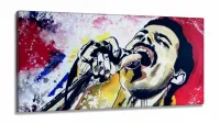 Quadro Freddie Mercury Rock Art Decorativo em Tecido Canvas 130x60